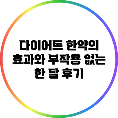 다이어트 한약의 효과와 부작용 없는 한 달 후기