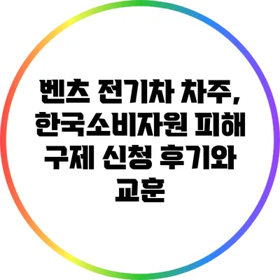 벤츠 전기차 차주, 한국소비자원 피해 구제 신청 후기와 교훈
