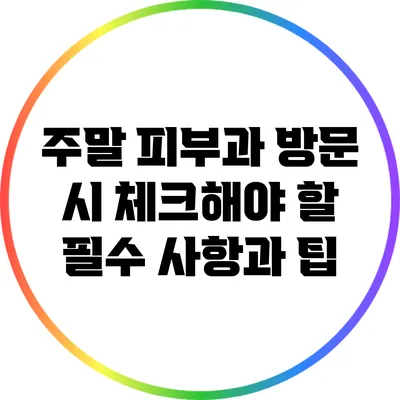 주말 피부과 방문 시 체크해야 할 필수 사항과 팁