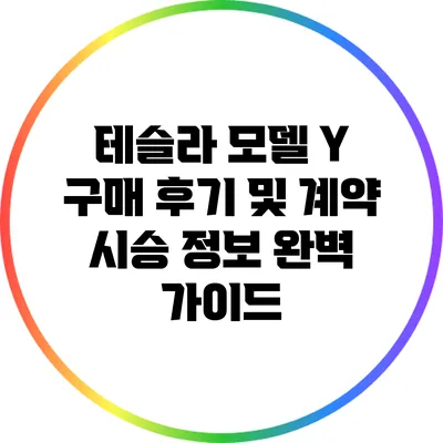 테슬라 모델 Y 구매 후기 및 계약 시승 정보 완벽 가이드