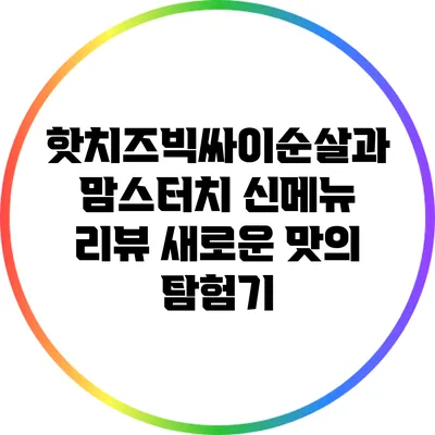 핫치즈빅싸이순살과 맘스터치 신메뉴 리뷰: 새로운 맛의 탐험기
