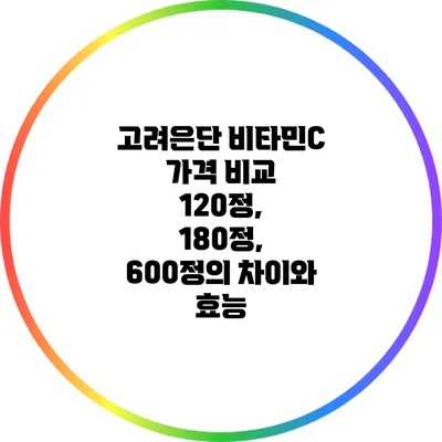 고려은단 비타민C 가격 비교: 120정, 180정, 600정의 차이와 효능