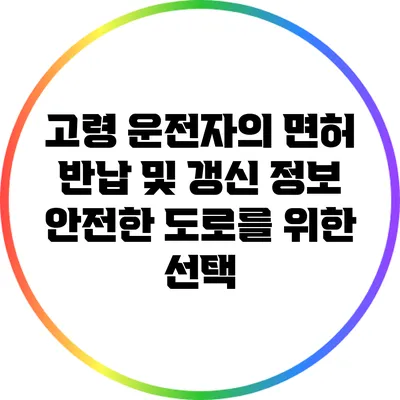 고령 운전자의 면허 반납 및 갱신 정보: 안전한 도로를 위한 선택