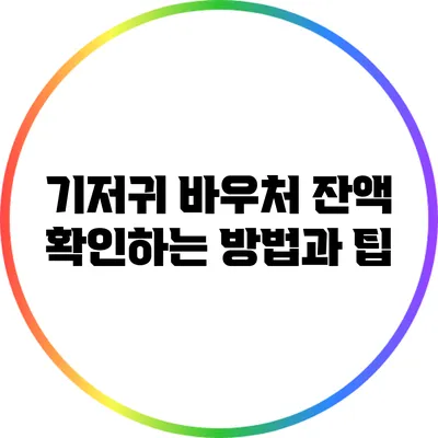 기저귀 바우처 잔액 확인하는 방법과 팁