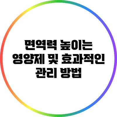 면역력 높이는 영양제 및 효과적인 관리 방법