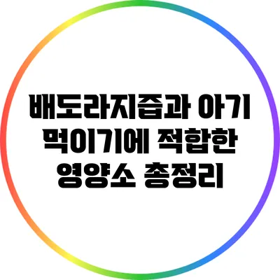 배도라지즙과 아기 먹이기에 적합한 영양소 총정리