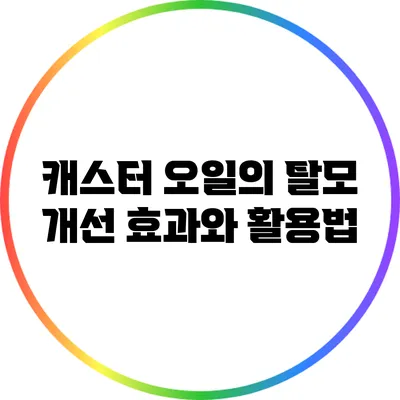 캐스터 오일의 탈모 개선 효과와 활용법