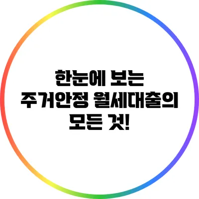 한눈에 보는 주거안정 월세대출의 모든 것!