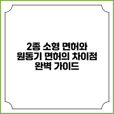 2종 소형 면허와 원동기 면허의 차이점 완벽 가이드