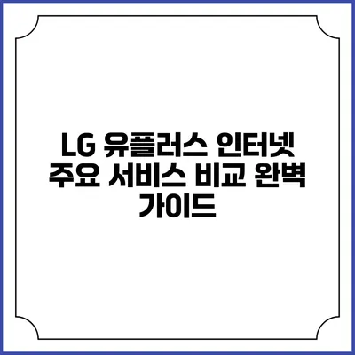 LG 유플러스 인터넷 주요 서비스 비교 완벽 가이드