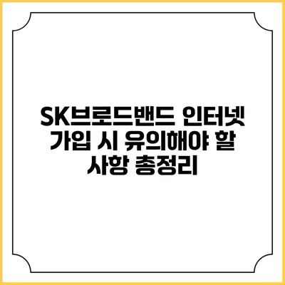 SK브로드밴드 인터넷 가입 시 유의해야 할 사항 총정리