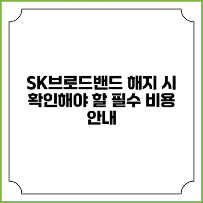 SK브로드밴드 해지 시 확인해야 할 필수 비용 안내