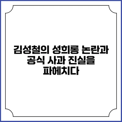 김성철의 성희롱 논란과 공식 사과: 진실을 파헤치다