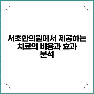 서초한의원에서 제공하는 치료의 비용과 효과 분석