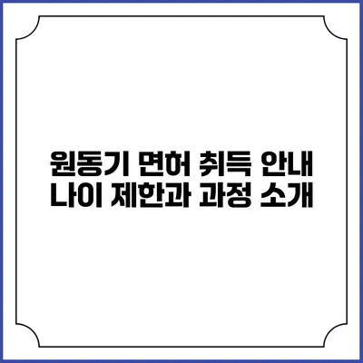 원동기 면허 취득 안내: 나이 제한과 과정 소개