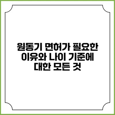 원동기 면허가 필요한 이유와 나이 기준에 대한 모든 것