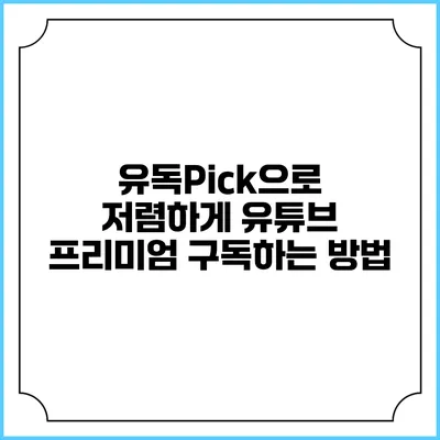 유독Pick으로 저렴하게 유튜브 프리미엄 구독하는 방법