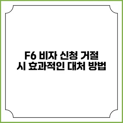 F6 비자 신청 거절 시 효과적인 대처 방법