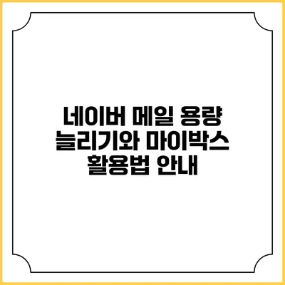 네이버 메일 용량 늘리기와 마이박스 활용법 안내