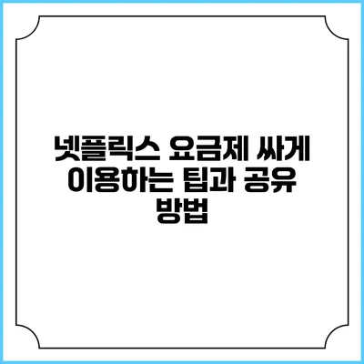 넷플릭스 요금제 싸게 이용하는 팁과 공유 방법