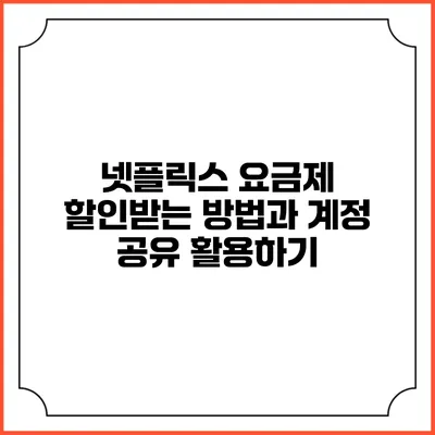 넷플릭스 요금제 할인받는 방법과 계정 공유 활용하기