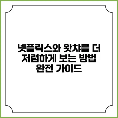 넷플릭스와 왓챠를 더 저렴하게 보는 방법 완전 가이드