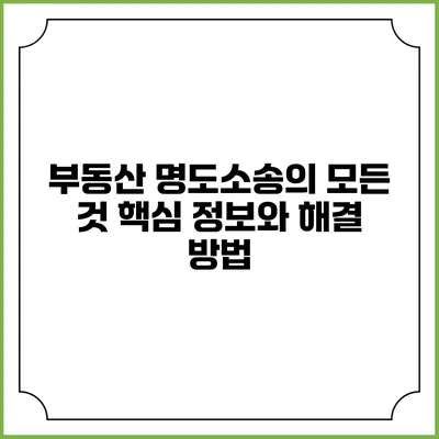 부동산 명도소송의 모든 것: 핵심 정보와 해결 방법