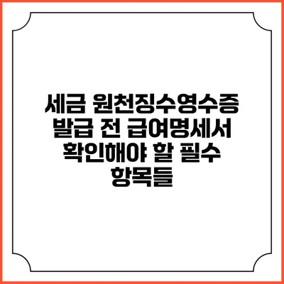 세금 원천징수영수증 발급 전 급여명세서 확인해야 할 필수 항목들