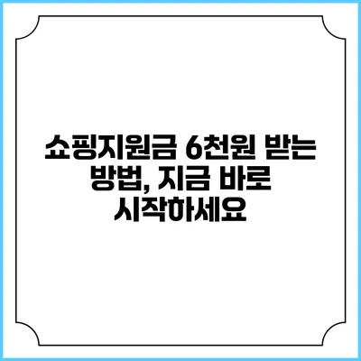 쇼핑지원금 6천원 받는 방법, 지금 바로 시작하세요