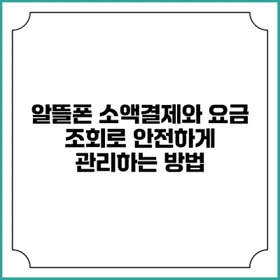 알뜰폰 소액결제와 요금 조회로 안전하게 관리하는 방법