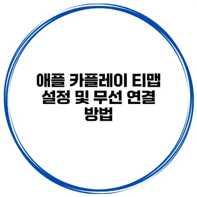 애플 카플레이 티맵 설정 및 무선 연결 방법