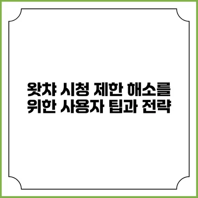 왓챠 시청 제한 해소를 위한 사용자 팁과 전략