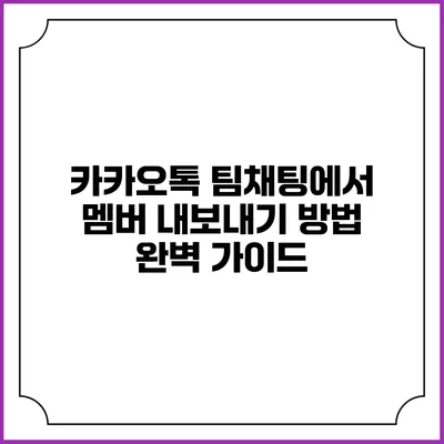 카카오톡 팀채팅에서 멤버 내보내기 방법 완벽 가이드