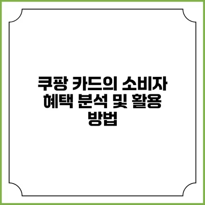 쿠팡 카드의 소비자 혜택 분석 및 활용 방법