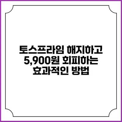 토스프라임 해지하고 5,900원 회피하는 효과적인 방법